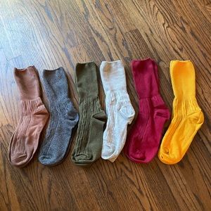 6 Pack Women's Crew Socks Cotton Knit Soft Turn Cuff- Fall Colors